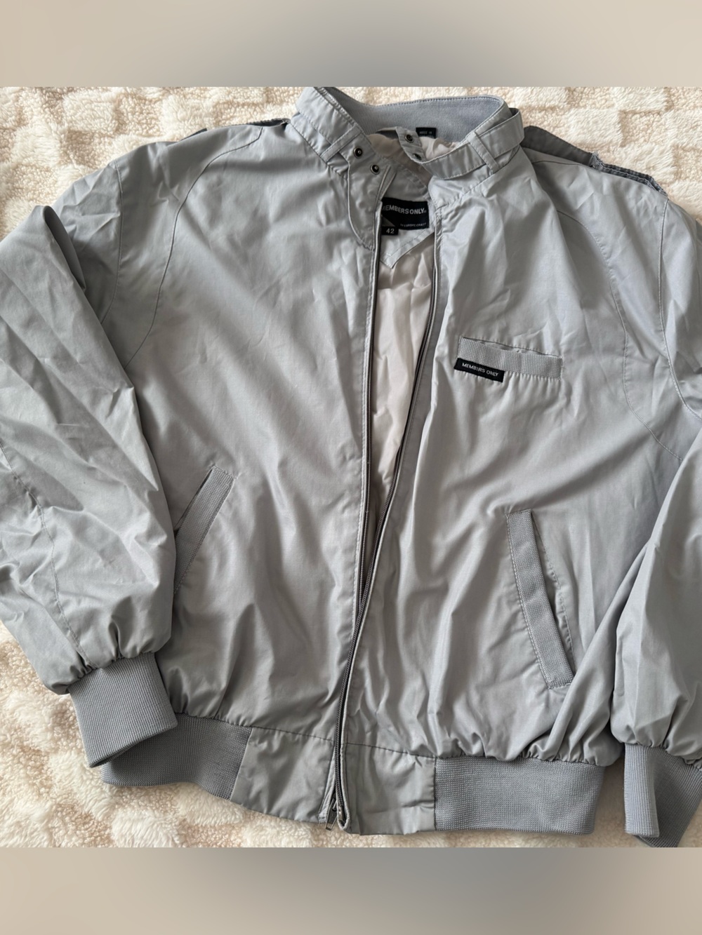 Vintage Members Only Light Gray Bomber Jacket